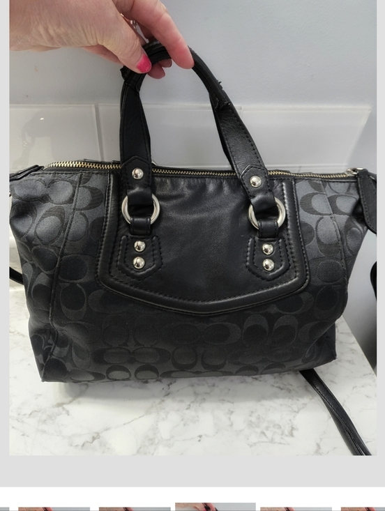 Coach Black Signature Satchel with Leather Trim - Picture 2 of 4